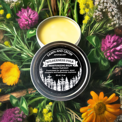 herbal balm with wildflowers bouquet background